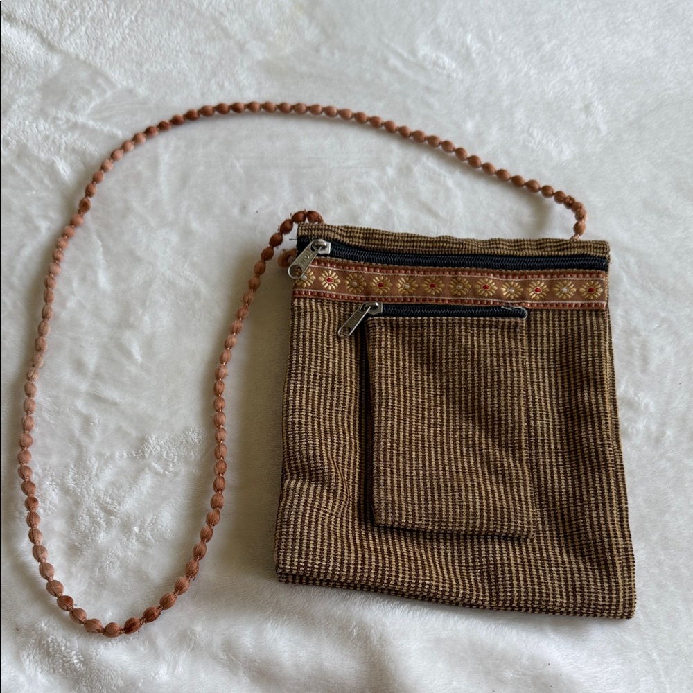 Brown Woven Crossbody Bag